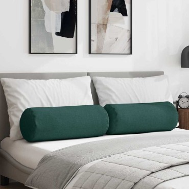 vidaXL Μαξιλάρια Στήριγμα 2 pcs Σκούρο Πράσινο 25x70cm ύφασμα
