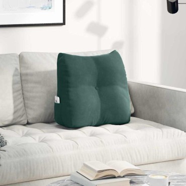vidaXL Μαξιλάρι Πλάτης Σκούρο Πράσινο 45 x 24 x 50 εκ Βελούδο