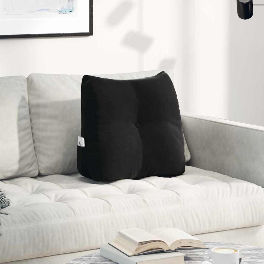 vidaXL Μαξιλάρι Πλάτης Μαύρο 45 x 24 x 50 εκ Βελούδο