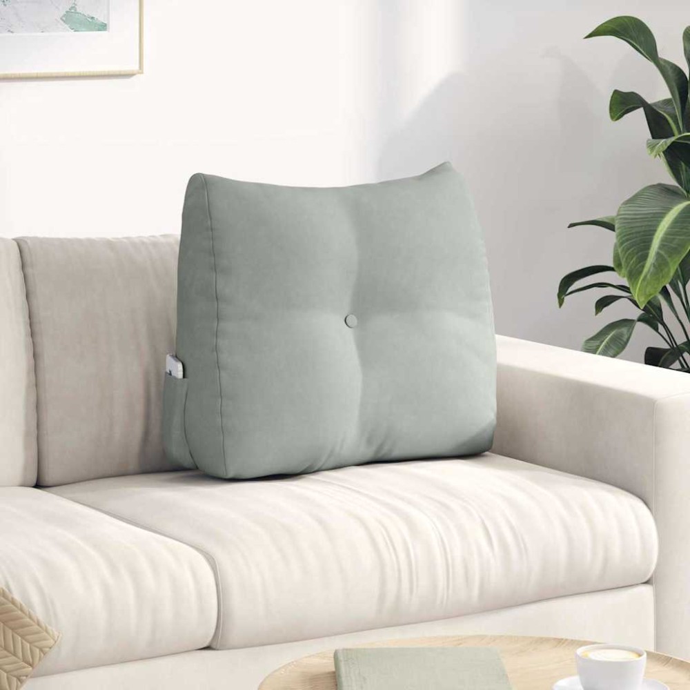 vidaXL Μαξιλάρι Πλάτης Ανοιχτό γκρι 60 x 24 x 50 εκ Βελούδο