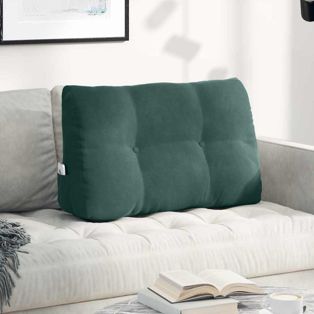 vidaXL Μαξιλάρι Πλάτης Σκούρο Πράσινο 80 x 24 x 50 εκ Βελούδο