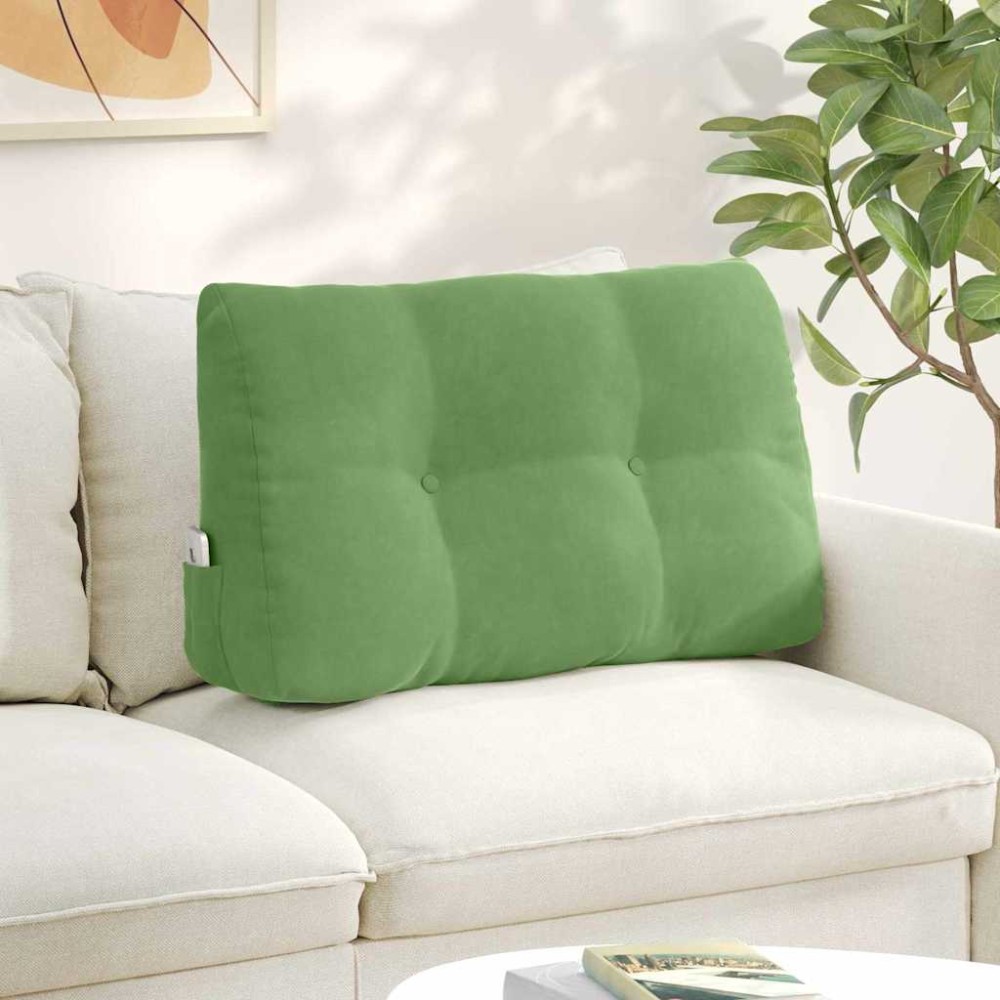 vidaXL Μαξιλάρι Πλάτης Ανοιχτό Πράσινο 80 x 24 x 50 εκ Βελούδο