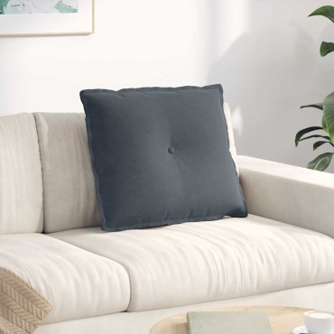 vidaXL Μαξιλάρι Πλάτης Σκούρο Γκρι 60 x 50 cm Υφασμάτινο Κορντουρά