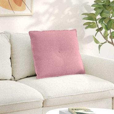 vidaXL Μαξιλάρι Πλάτης Ροζ 60 x 50 cm Υφασμάτινο Κορντουρά