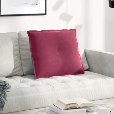 vidaXL Μαξιλάρι Πλάτης Κόκκινο 60 x 50 cm Υφασμάτινο Κορντουρά