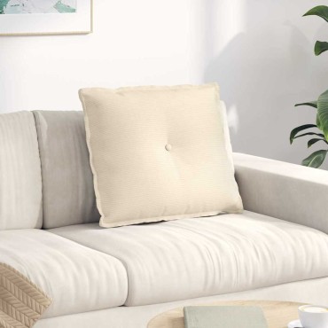 vidaXL Μαξιλάρι Πλάτης Κρεμ 60 x 50 cm Υφασμάτινο Κορντουρά