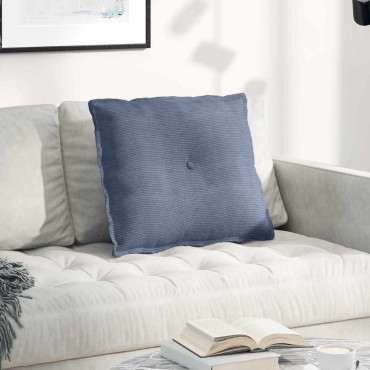 vidaXL Μαξιλάρι Πλάτης Μπλε 60 x 50 cm Υφασμάτινο Κορντουρά