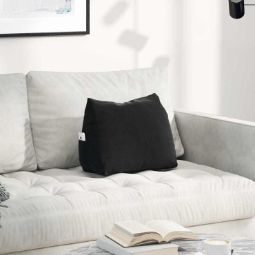vidaXL Μαξιλάρι Πλάτης Μαύρο 45 x 20 x 35 εκ. Υφασμάτινο Κορντουρά