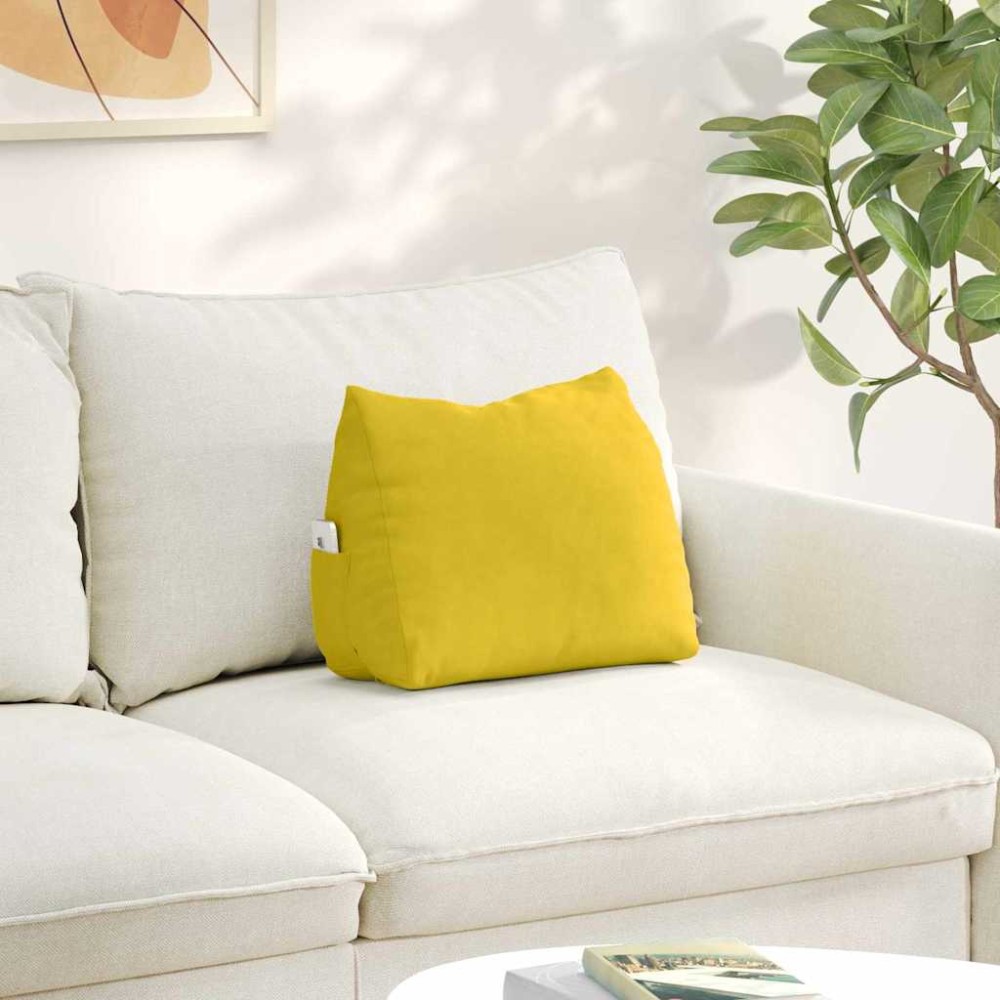 vidaXL Μαξιλάρι Πλάτης Κίτρινο 45 x 20 x 35 εκ. Υφασμάτινο Κορντουρά