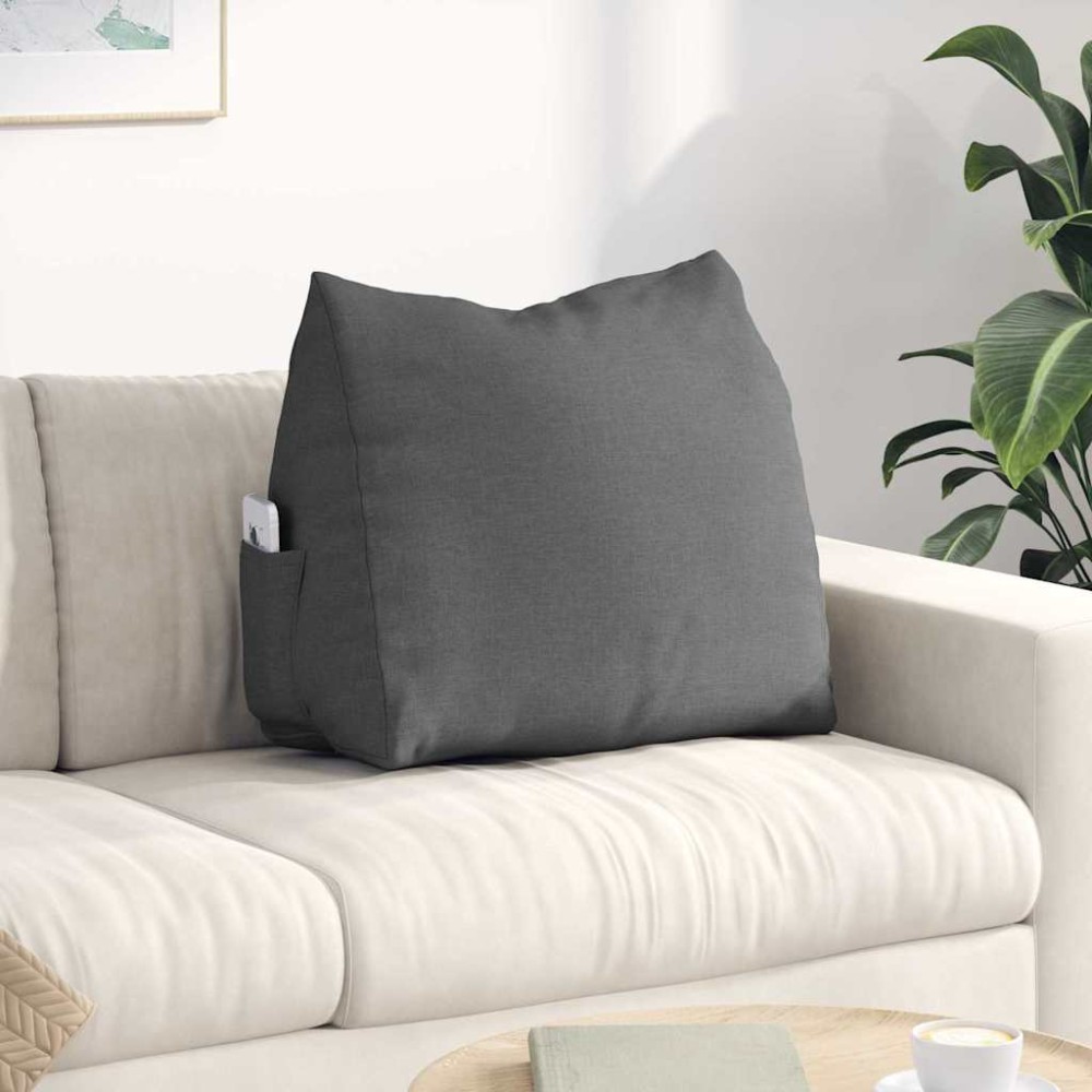 vidaXL Μαξιλάρι Πλάτης Σκούρο Γκρι 60 x 20 x 50 εκ. ύφασμα