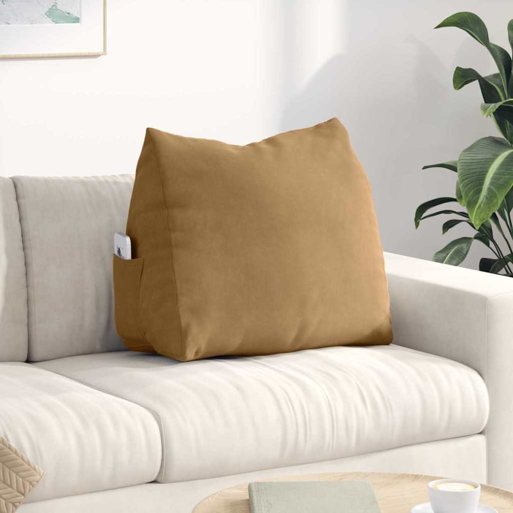 vidaXL Μαξιλάρι Πλάτης Καφέ 60 x 20 x 50 εκ. Υφασμάτινο Κορντουρά