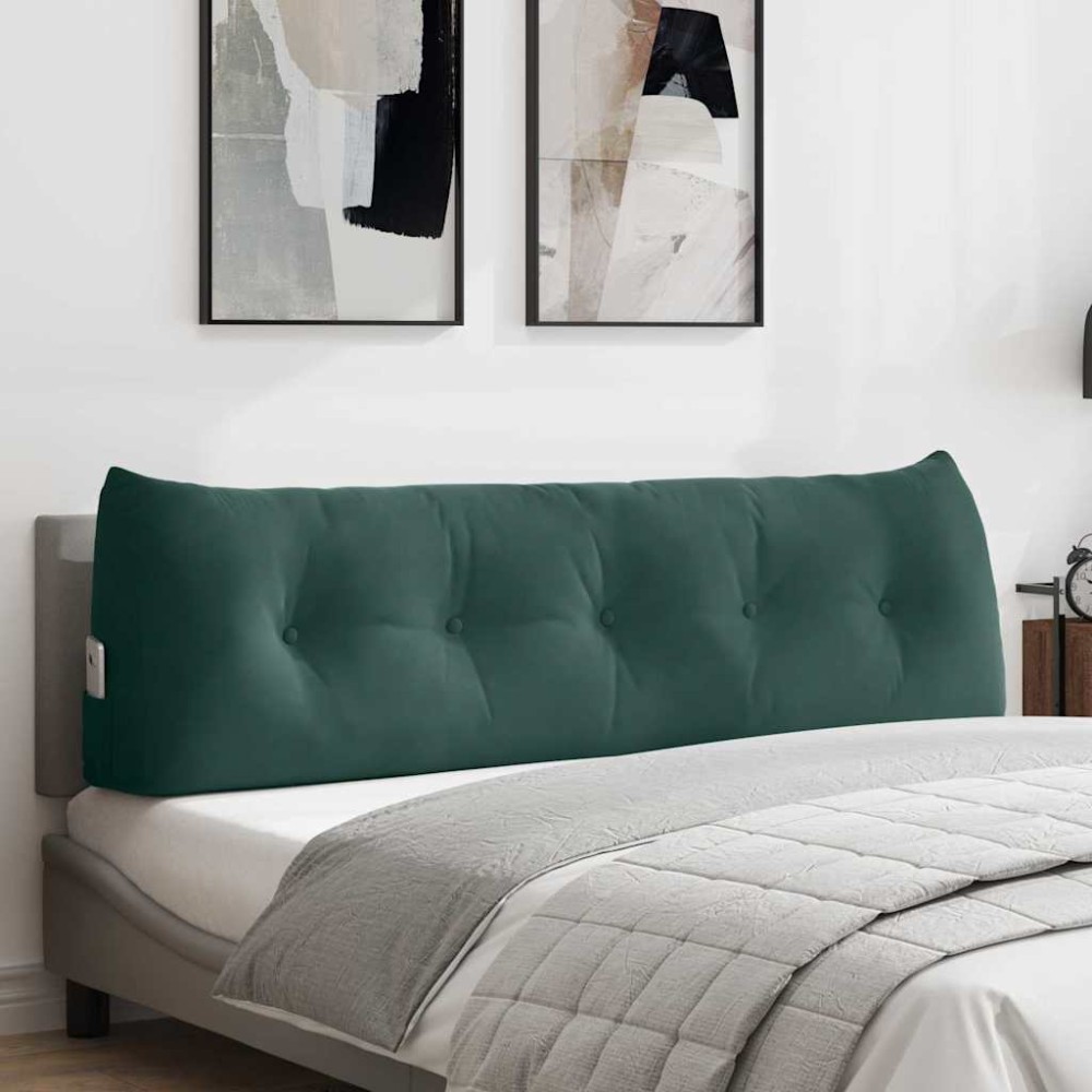 vidaXL Μαξιλάρι Πλάτης Σκούρο Πράσινο 160 x 24 x 50 εκ Βελούδο