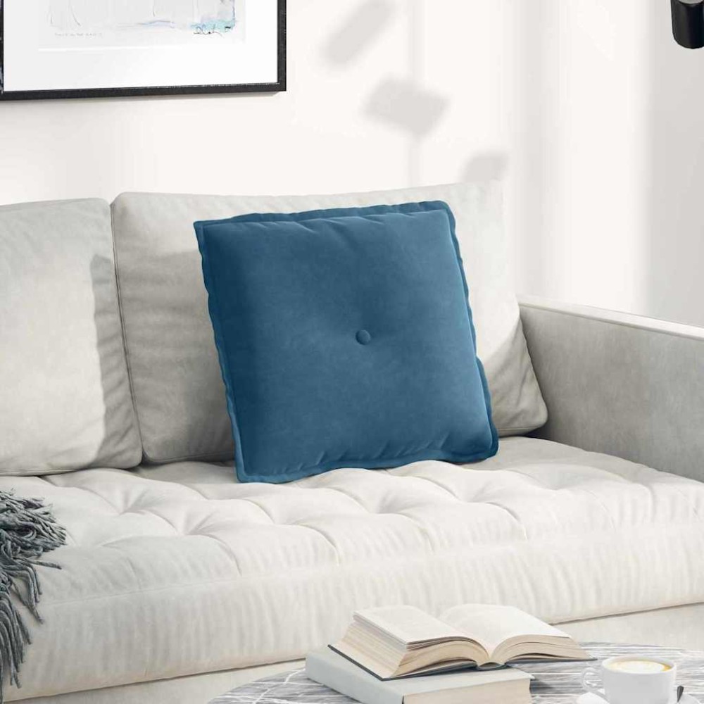 vidaXL Μαξιλάρι Πλάτης Μπλε 50 x 45 εκ. Υφασμάτινο Κορντουρά