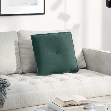 vidaXL Μαξιλάρι Πλάτης Σκούρο Πράσινο 50 x 45 εκ. Υφασμάτινο Κορντουρά