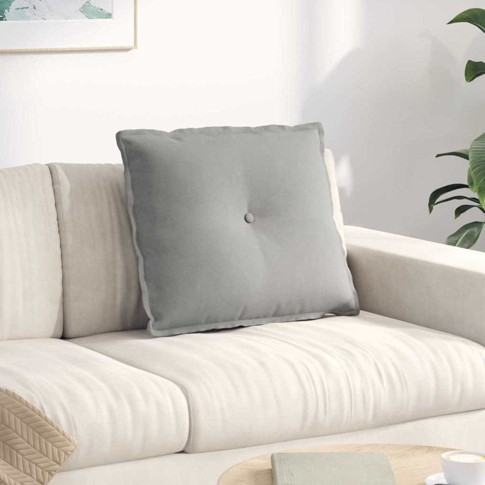 vidaXL Μαξιλάρι Πλάτης Ανοιχτό γκρι 60 x 50 cm Ύφασμα Μικροΐνας
