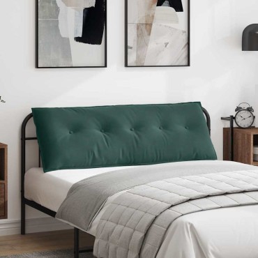 vidaXL Μαξιλάρι Πλάτης Σκούρο Πράσινο 140 x 50 cm Υφασμάτινο Κορντουρά