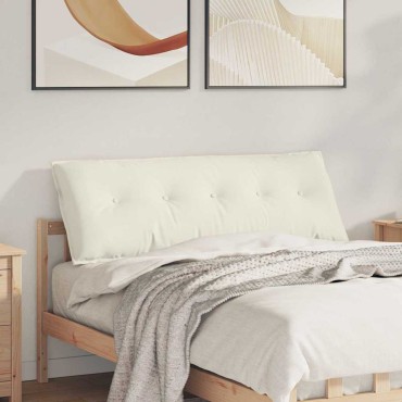 vidaXL Μαξιλάρι Πλάτης Κρεμ 140 x 50 cm Υφασμάτινο Κορντουρά