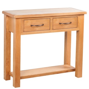 vidaXL Τραπέζι Κονσόλα με 2 Συρτάρια 83x30x73cm Μασίφ Ξύλο Δρυός 1 τεμ.