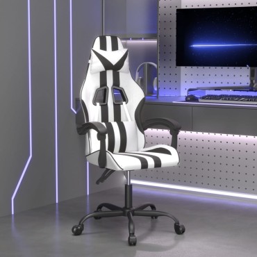 vidaXL Καρέκλα Gaming Λευκό/Μαύρο από Συνθετικό Δέρμα 57,5x59,5x(121-131)cm 1 τεμ.