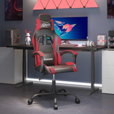 vidaXL Καρέκλα Gaming Μασάζ Μαύρο/Κόκκινο από Συνθετικό Δέρμα 57,5x59,5x(121-131)cm 1 τεμ.