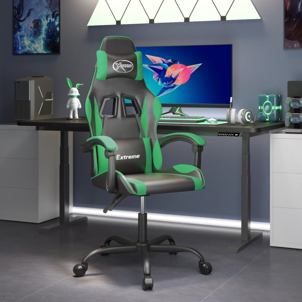 vidaXL Καρέκλα Gaming Μαύρο/πράσινο από Συνθετικό Δέρμα 57,5x59,5x(121-131)cm 1 τεμ. vidaXL Καρέκλα Gaming Μαύρο/πράσινο από Συνθετικό Δέρμα 57,5x59,5x(121-131)cm 1 τεμ.