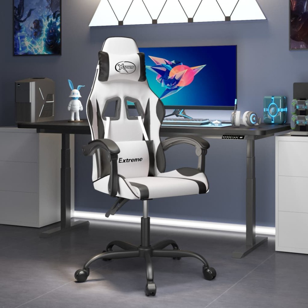 vidaXL Καρέκλα Gaming Λευκό/Μαύρο από Συνθετικό Δέρμα 57,5x59,5x(121-131)cm 1 τεμ. vidaXL Καρέκλα Gaming Λευκό/Μαύρο από Συνθετικό Δέρμα 57,5x59,5x(121-131)cm 1 τεμ.