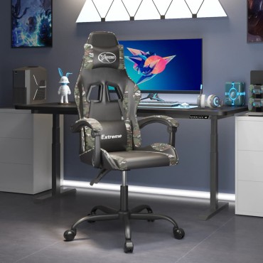 vidaXL Καρέκλα Gaming Μαύρο/Παραλλαγή από Συνθετικό Δέρμα 57,5x59,5x(121-131)cm 1 τεμ.