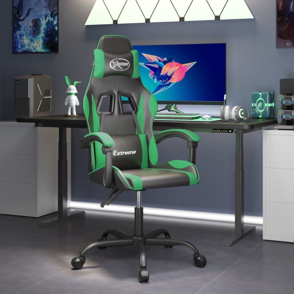 vidaXL Καρέκλα Gaming Περιστρεφόμενη Μαύρη/Πράσινη από Συνθετικό Δέρμα 57,5x59,5x(121-131)cm 1 τεμ. vidaXL Καρέκλα Gaming Περιστρεφόμενη Μαύρη/Πράσινη από Συνθετικό Δέρμα 57,5x59,5x(121-131)cm 1 τεμ.