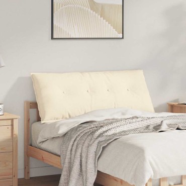 vidaXL Μαξιλάρι Πλάτης Κρεμ 120 x 50 cm Υφασμάτινο Κορντουρά