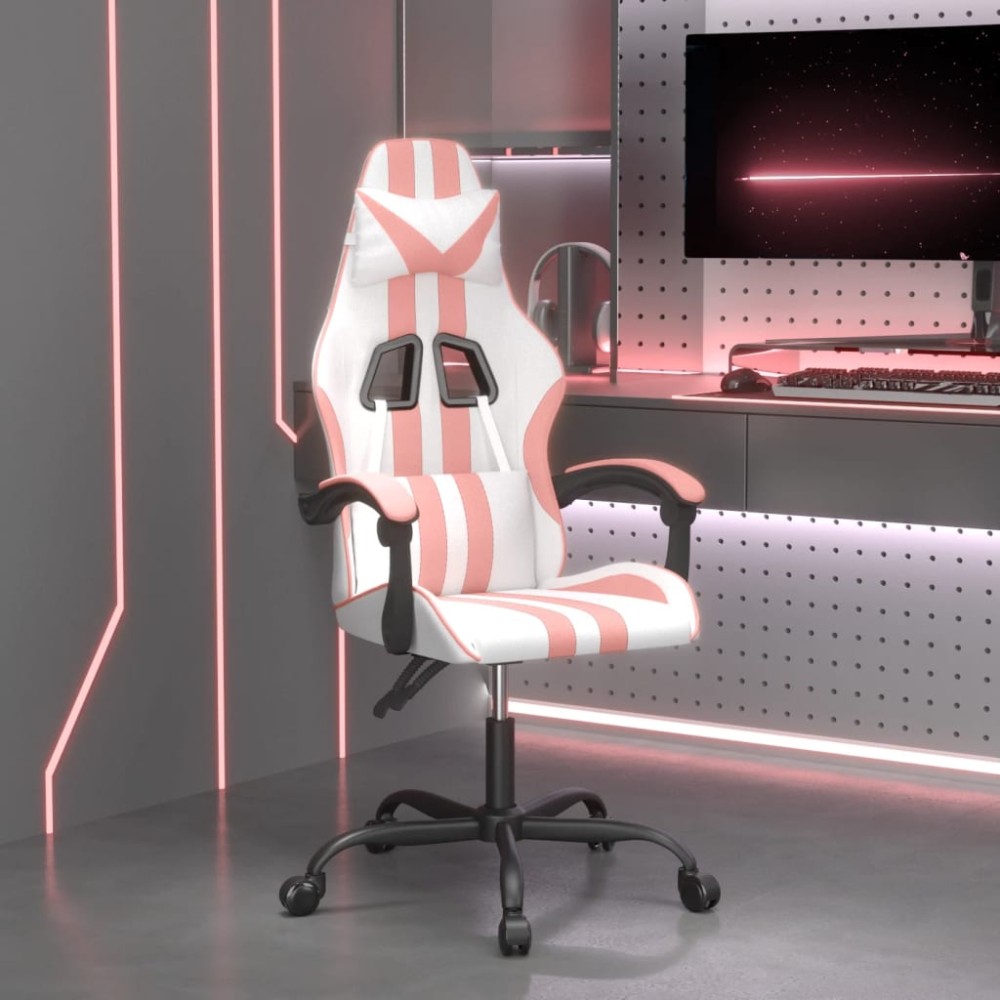 vidaXL Καρέκλα Gaming Λευκό και Ροζ από Συνθετικό Δέρμα 57,5x59,5x(121-131)cm 1 τεμ. vidaXL Καρέκλα Gaming Λευκό και Ροζ από Συνθετικό Δέρμα 57,5x59,5x(121-131)cm 1 τεμ.