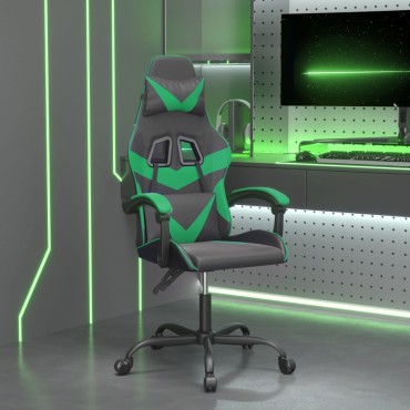 vidaXL Καρέκλα Gaming Μαύρο/πράσινο από Συνθετικό Δέρμα 57,5x59,5x(121-131)cm 1 τεμ.