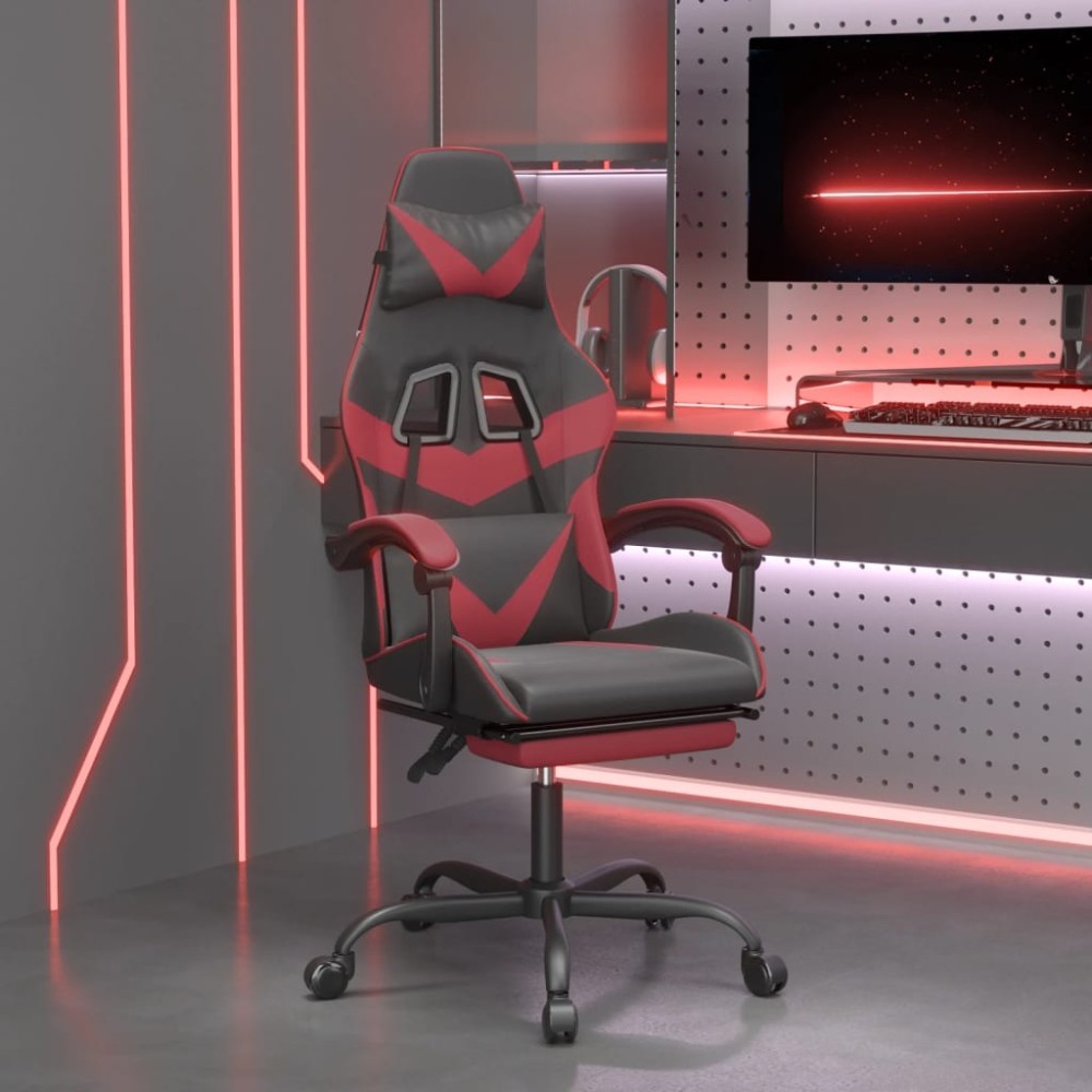 vidaXL Καρέκλα Gaming Μασάζ Υποπόδιο Μαύρο/Μπορντό από Συνθετικό Δέρμα 57,5x59,5x(121-131)cm 1 τεμ. vidaXL Καρέκλα Gaming Μασάζ Υποπόδιο Μαύρο/Μπορντό από Συνθετικό Δέρμα 57,5x59,5x(121-131)cm 1 τεμ.