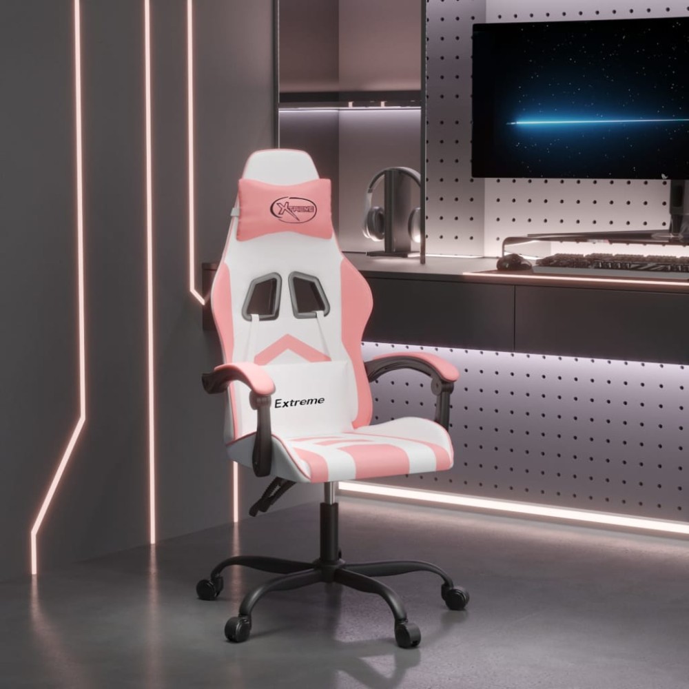 vidaXL Καρέκλα Gaming Λευκό και Ροζ από Συνθετικό Δέρμα 57,5x59,5x(121-131)cm 1 τεμ. vidaXL Καρέκλα Gaming Λευκό και Ροζ από Συνθετικό Δέρμα 57,5x59,5x(121-131)cm 1 τεμ.