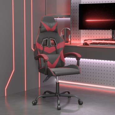 vidaXL Καρέκλα Gaming Περιστρεφόμενη Μαύρη/Μπορντό από Συνθετικό Δέρμα 57,5x59,5x(121-131)cm 1 τεμ.