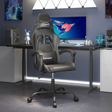 vidaXL Καρέκλα Gaming Περιστρεφόμενη Μαύρη από Συνθετικό Δέρμα 57,5x59,5x(121-131)cm 1 τεμ.