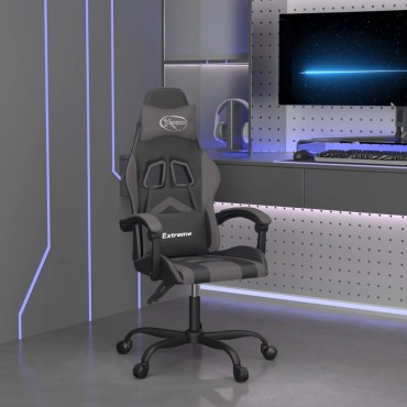 vidaXL Καρέκλα Gaming Περιστρεφόμενη Μαύρη/Γκρι από Συνθετικό Δέρμα 57,5x59,5x(121-131)cm 1 τεμ.