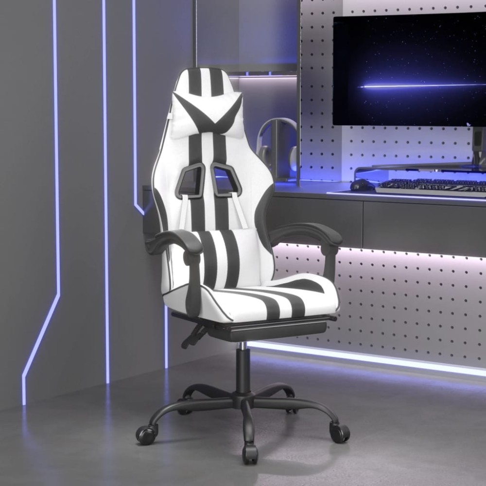 vidaXL Καρέκλα Gaming Περιστρ.Υποπόδιο Λευκό&Μαύρο Συνθετικό Δέρμα 57,5x59,5x(121-131)cm 1 τεμ. vidaXL Καρέκλα Gaming Περιστρ.Υποπόδιο Λευκό&Μαύρο Συνθετικό Δέρμα 57,5x59,5x(121-131)cm 1 τεμ.
