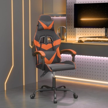 vidaXL Καρέκλα Gaming Μαύρο/Πορτοκαλί Συνθετικό Δέρμα 57,5x59,5x(121-131)cm 1 τεμ.