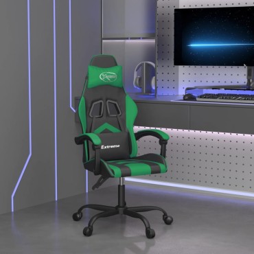 vidaXL Καρέκλα Gaming Μαύρο/πράσινο από Συνθετικό Δέρμα 57,5x59,5x(121-131)cm 1 τεμ.