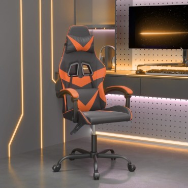 vidaXL Καρέκλα Gaming Περιστρεφόμενη Μαύρη/Πορτοκαλί Συνθετικό Δέρμα 57,5x59,5x(121-131)cm 1 τεμ.
