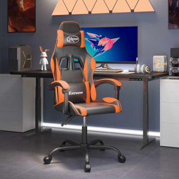 vidaXL Καρέκλα Gaming Περιστρεφόμενη Μαύρη/Πορτοκαλί Συνθετικό Δέρμα 57,5x59,5x(121-131)cm 1 τεμ.