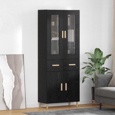 vidaXL Highboard Μαύρη Οξυά 69,5x34x180cm Επεξεργασμένο Ξύλο 1 τεμ.