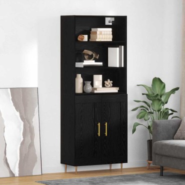 vidaXL Highboard Μαύρη Οξυά 69,5x34x180cm Επεξεργασμένο Ξύλο 1 τεμ.