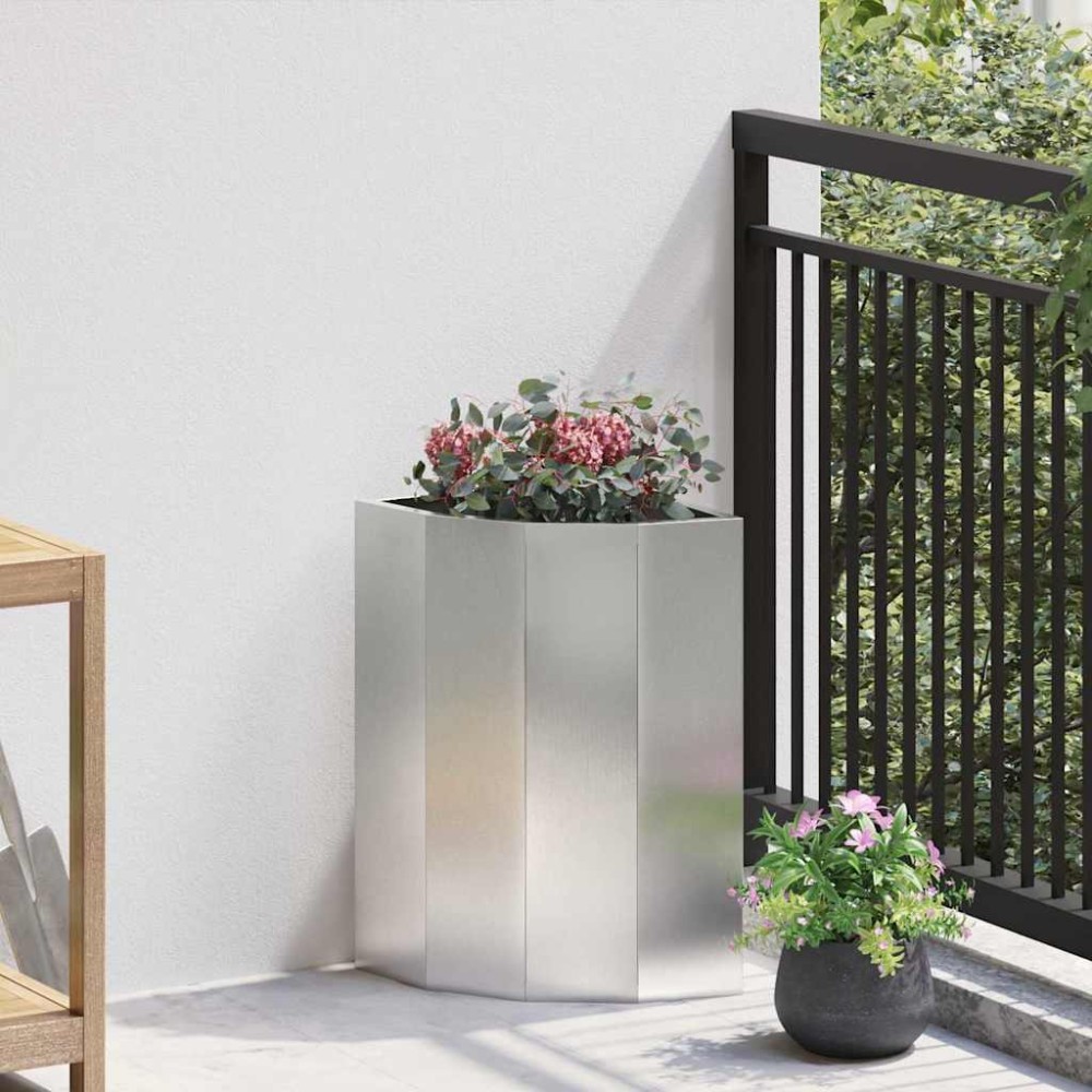 vidaXL Γωνιακό Ροδόδεντρο Ασημί 30 x 30 x 50 cm Ανοξείδωτο ατσάλι