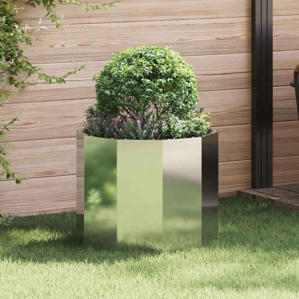 vidaXL Γλάστρα Ασημί 60 x 60 x 50 εκ Επικαλυμμένος Χάλυβας