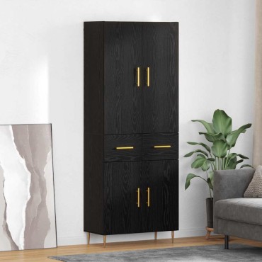 vidaXL Highboard Μαύρη Οξυά 69,5x34x180cm Επεξεργασμένο Ξύλο 1 τεμ.