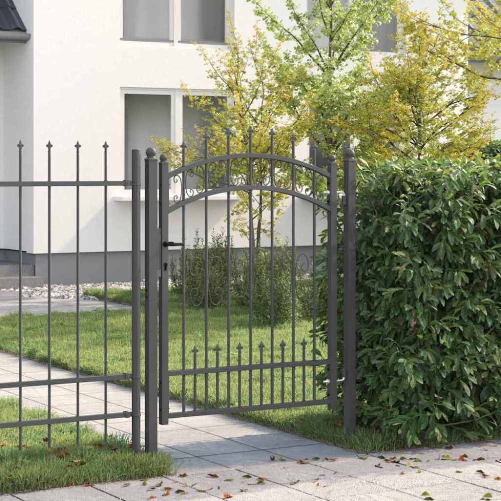 vidaXL Πύλη Φράχτη με Στρογγυλή Κορυφή KAMPEN 103 x 175 cm Ατσάλι Γκρι