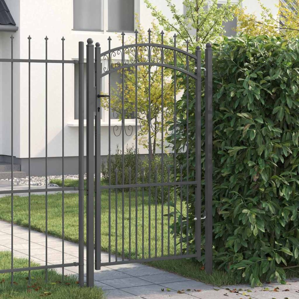 vidaXL Πύλη Φράχτη με Στρογγυλή Κορυφή KAMPEN 103 x 175 cm Ατσάλι Γκρι