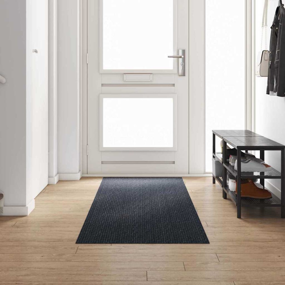 vidaXL Δερμάτινο Χαλί Ανθρακί 80x300cm ύφασμα