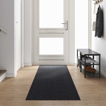 vidaXL Δερμάτινο Χαλί Ανθρακί 80x400cm ύφασμα